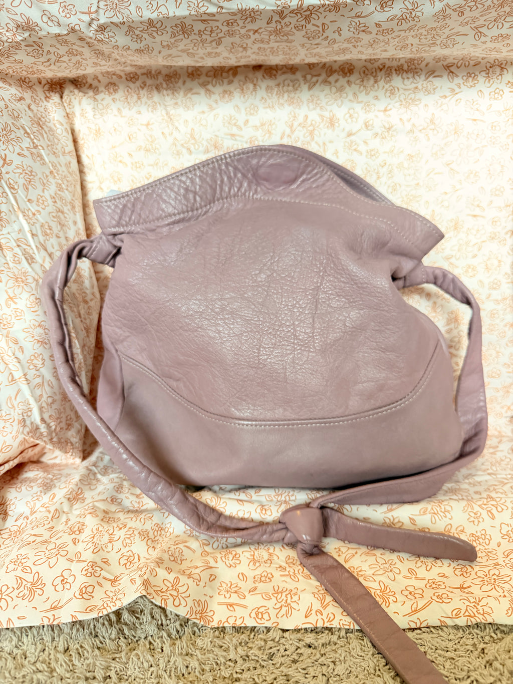 Soft Mauve Genuine Leather Hobo Bag