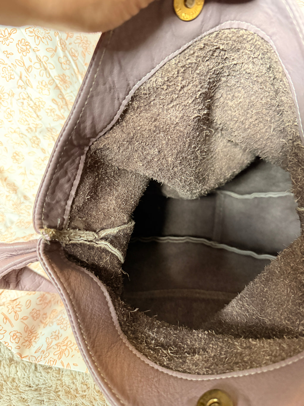Soft Mauve Genuine Leather Hobo Bag