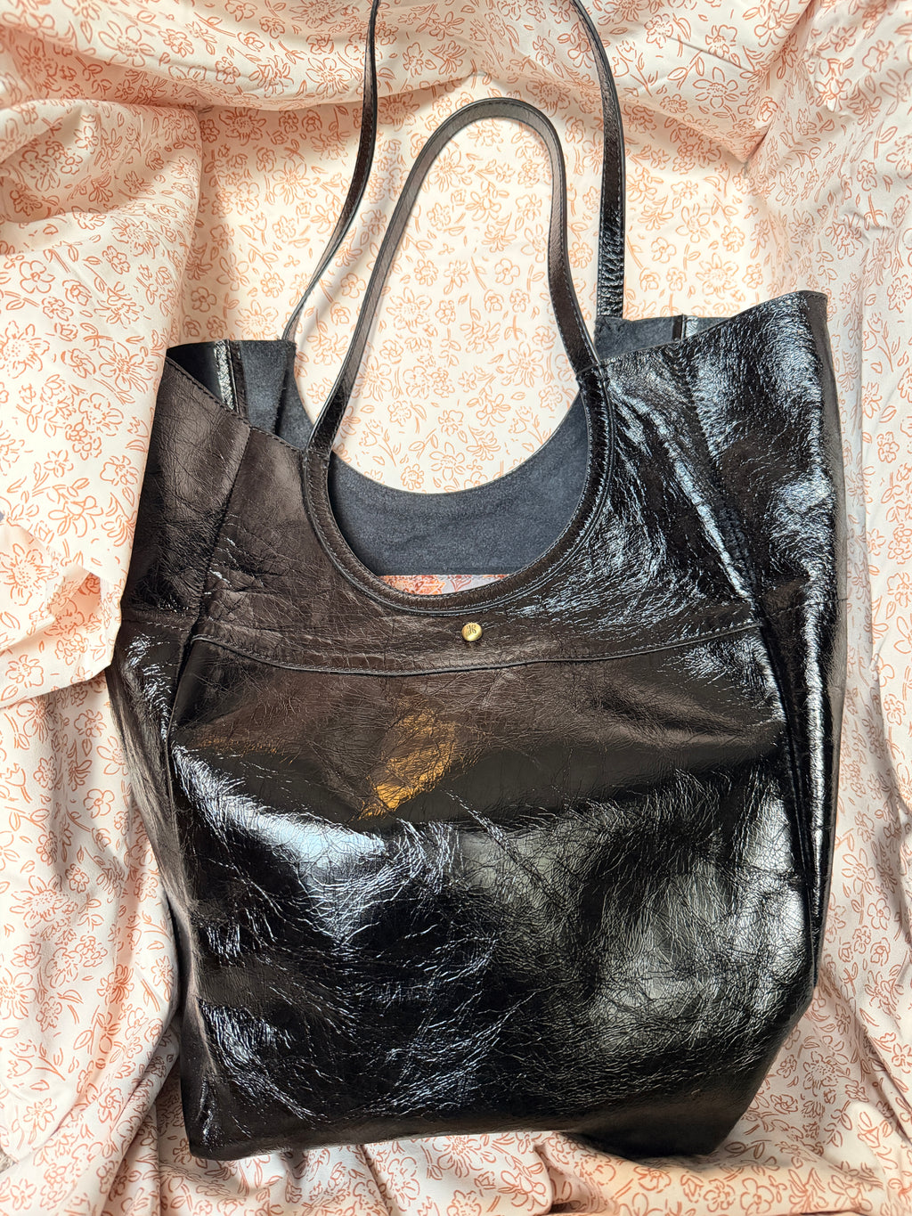 HOBO Black Patent Leather Tote