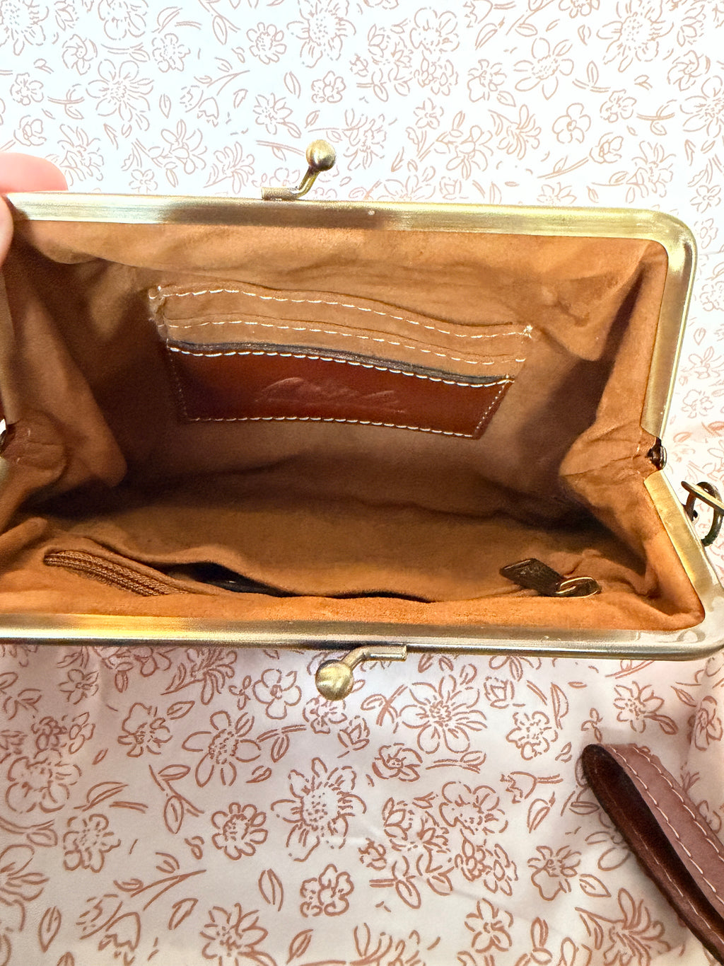 Patricia Nash Leather Kiss Lock Wristlet