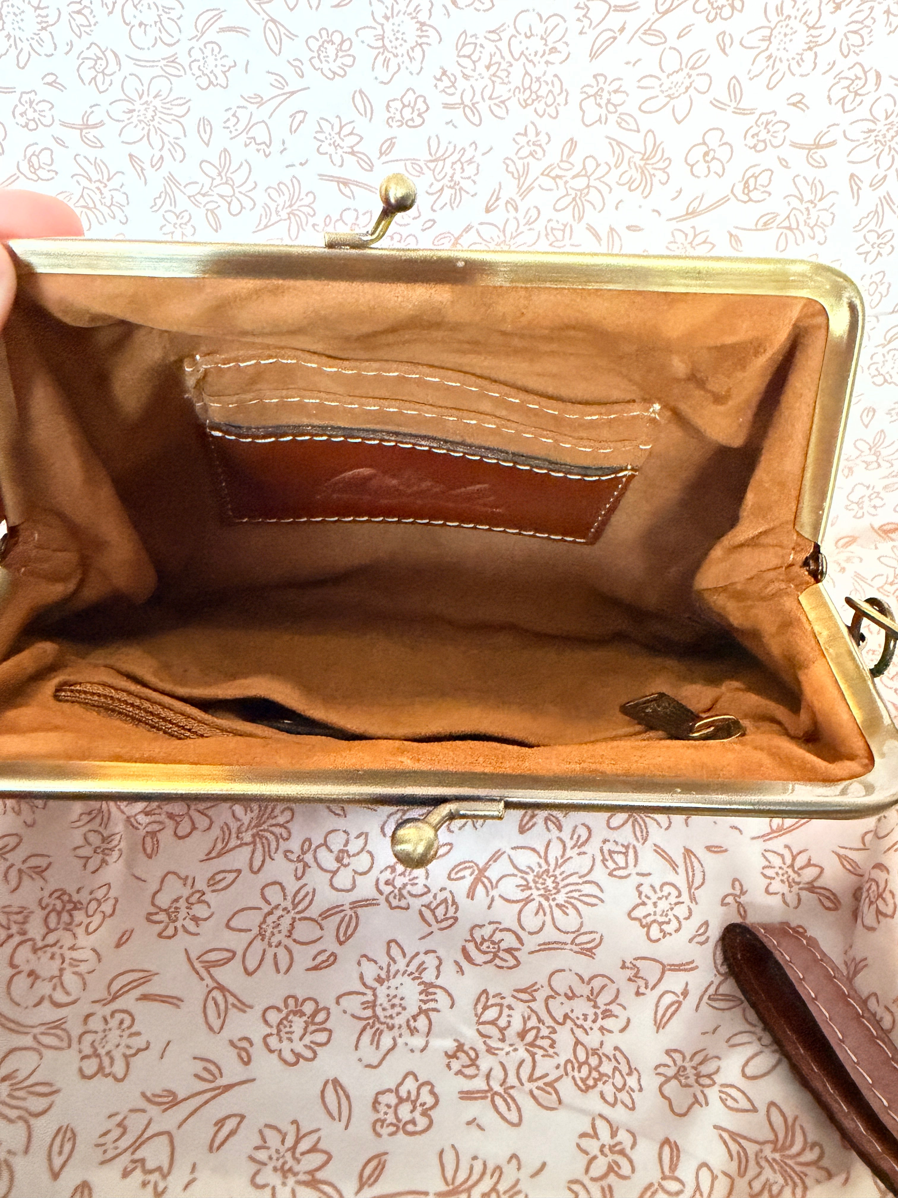 Patricia Nash Leather Kiss Lock Wristlet