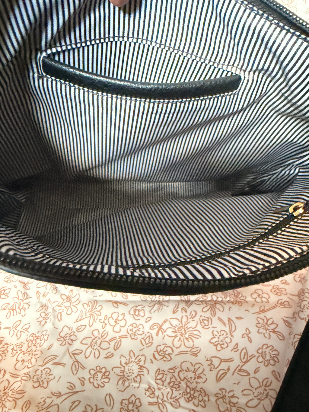 Black Floral Trim Crossbody Purse