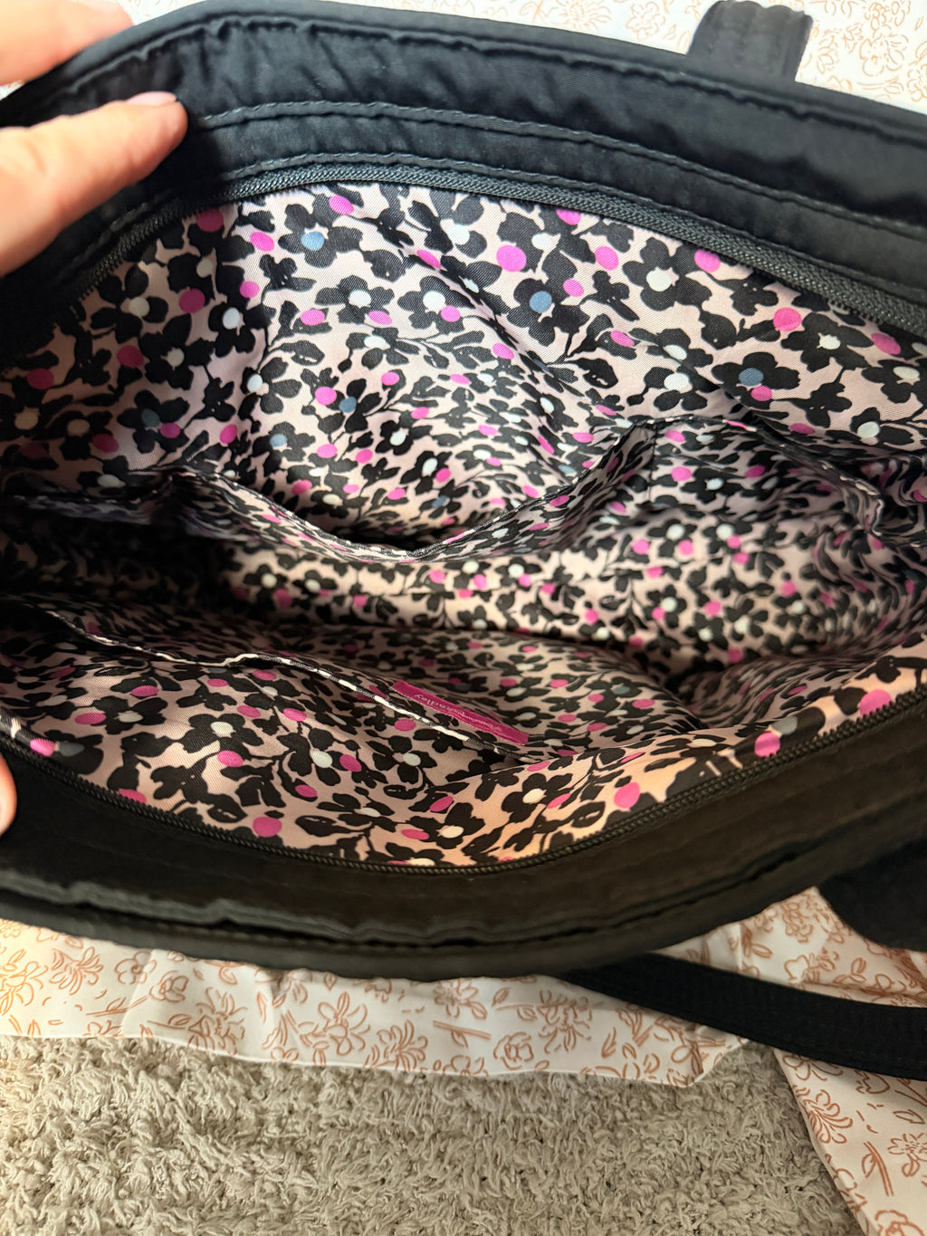 Vera Bradley Black Quilted Tote Bag