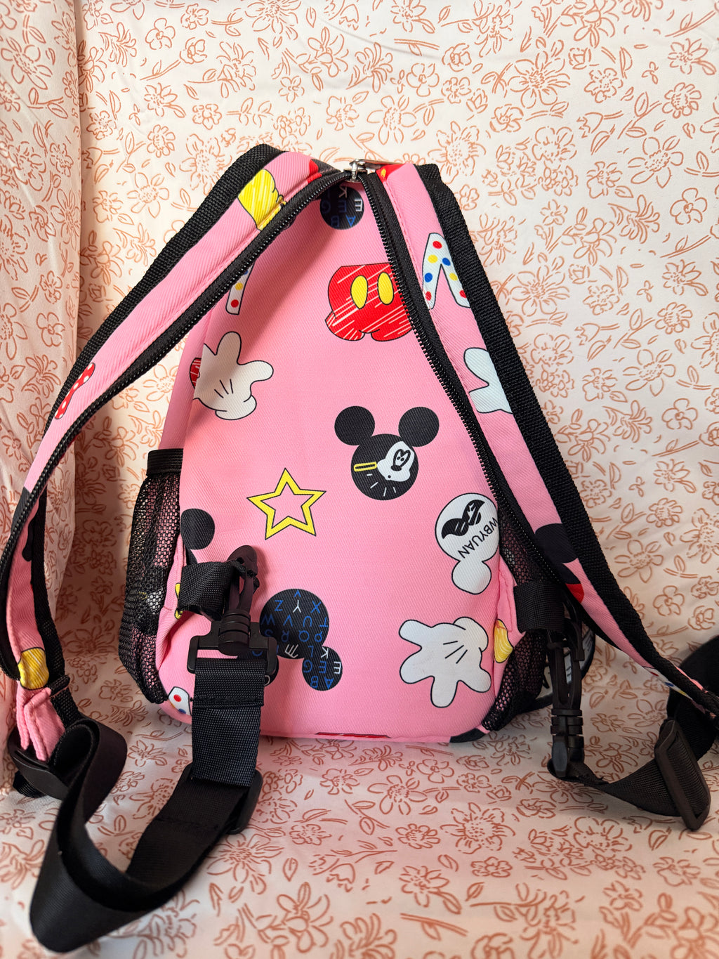 Pink Mickey Mouse Sling Backpack Disney Inspired Crossbody Backpack