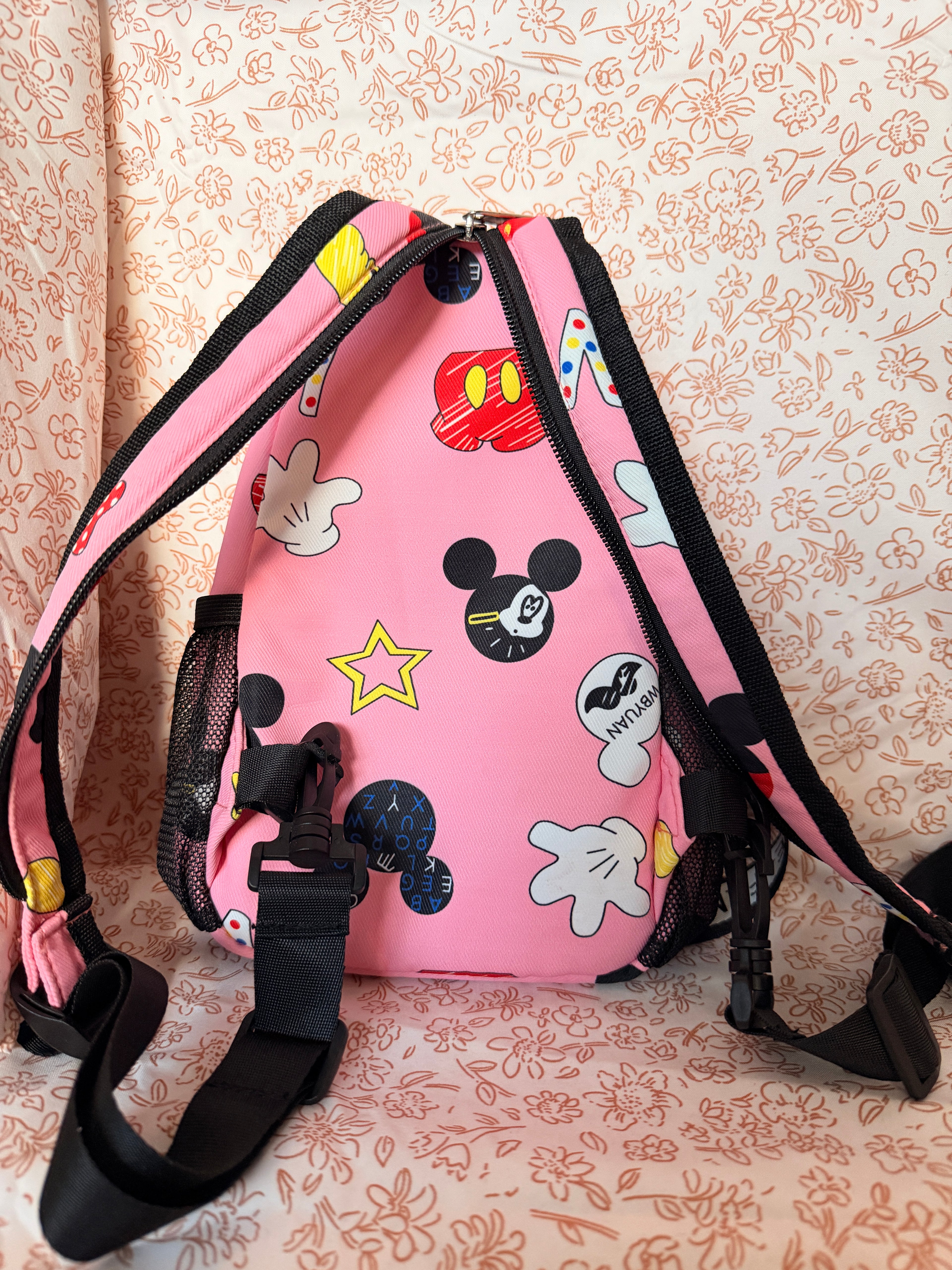 Pink Mickey Mouse Sling Backpack Disney Inspired Crossbody Backpack