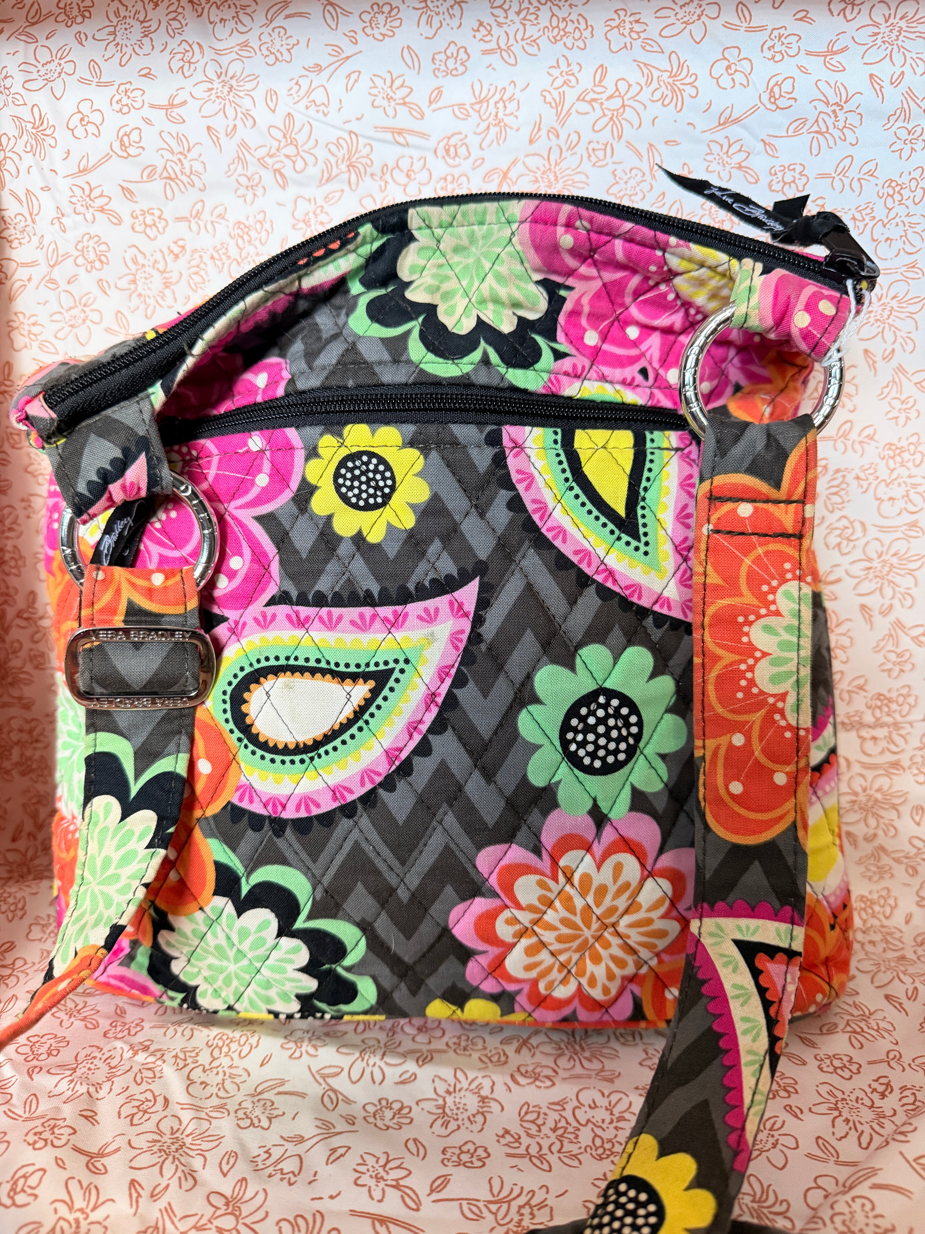 Vera Bradley Paisley Shoulder Bag Quilted Floral Handbag