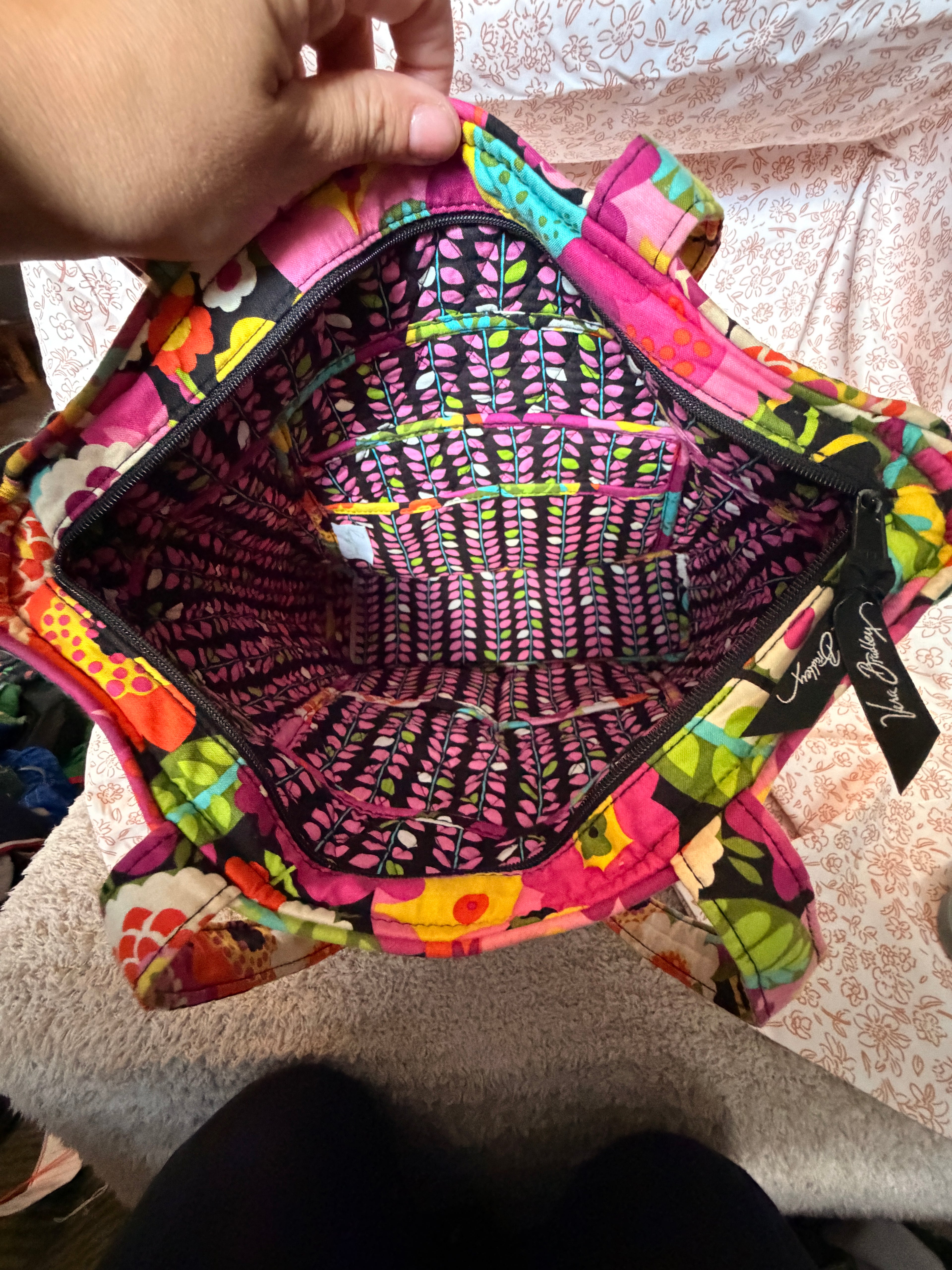 Vera Bradley Floral Tote Bag Quilted Cotton Large Travel Tote