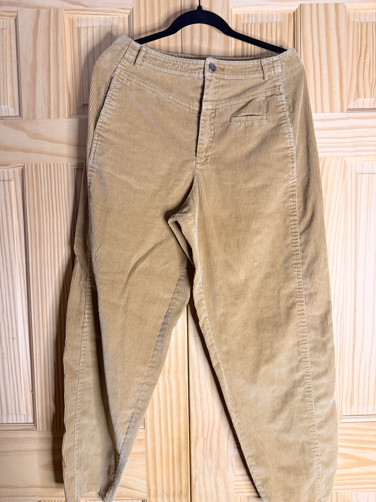 Vintage Liz Claiborne Tan Fine Wale Corduroy Pants Women's Size 14 High Rise 100% Cotton
