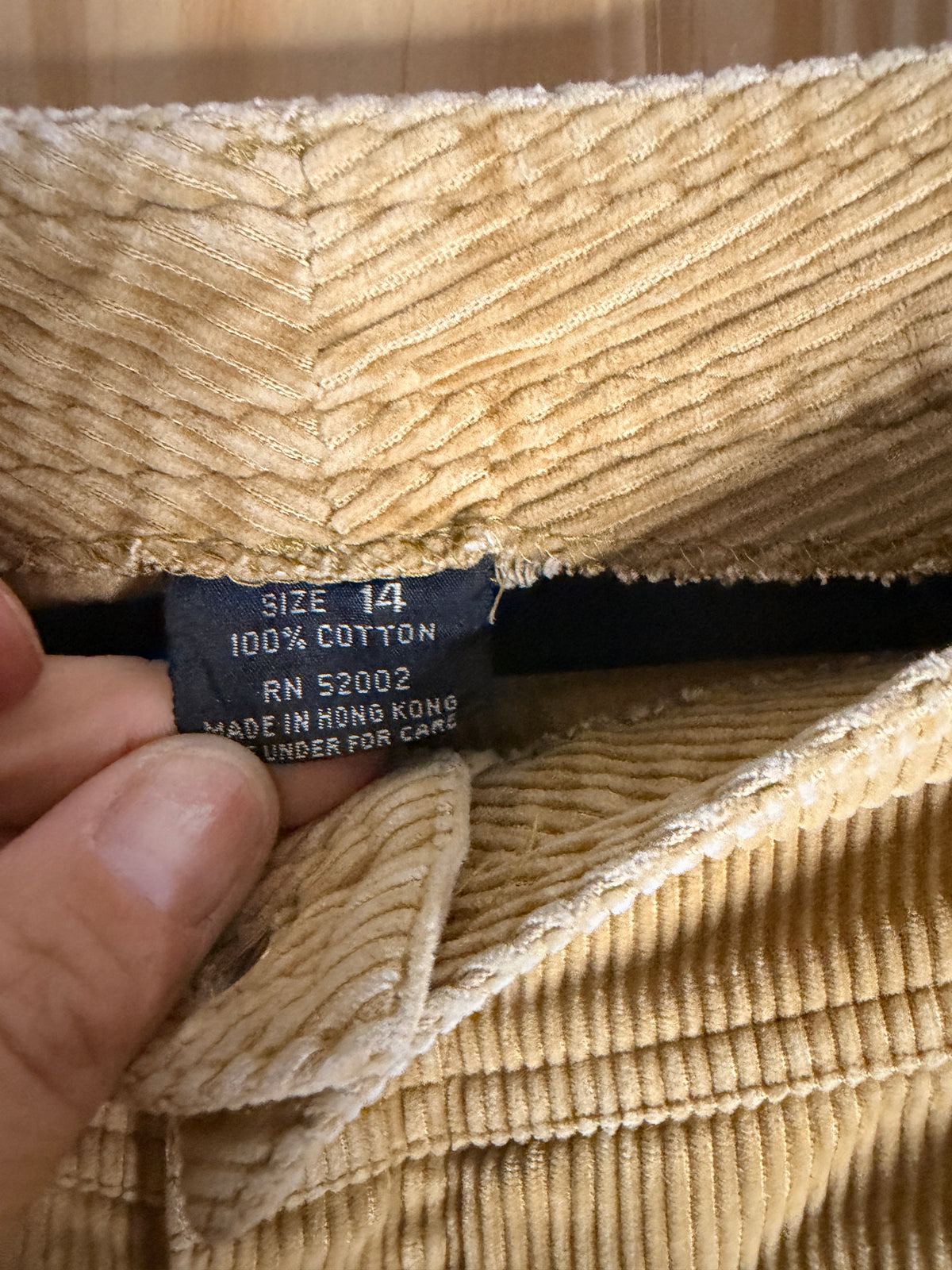 Vintage Liz Claiborne Tan Fine Wale Corduroy Pants Women's Size 14 High Rise 100% Cotton