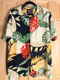 Good Vibes Tropical Hawaiian Camp Shirt Men's XL Monstera Leaf Button Up