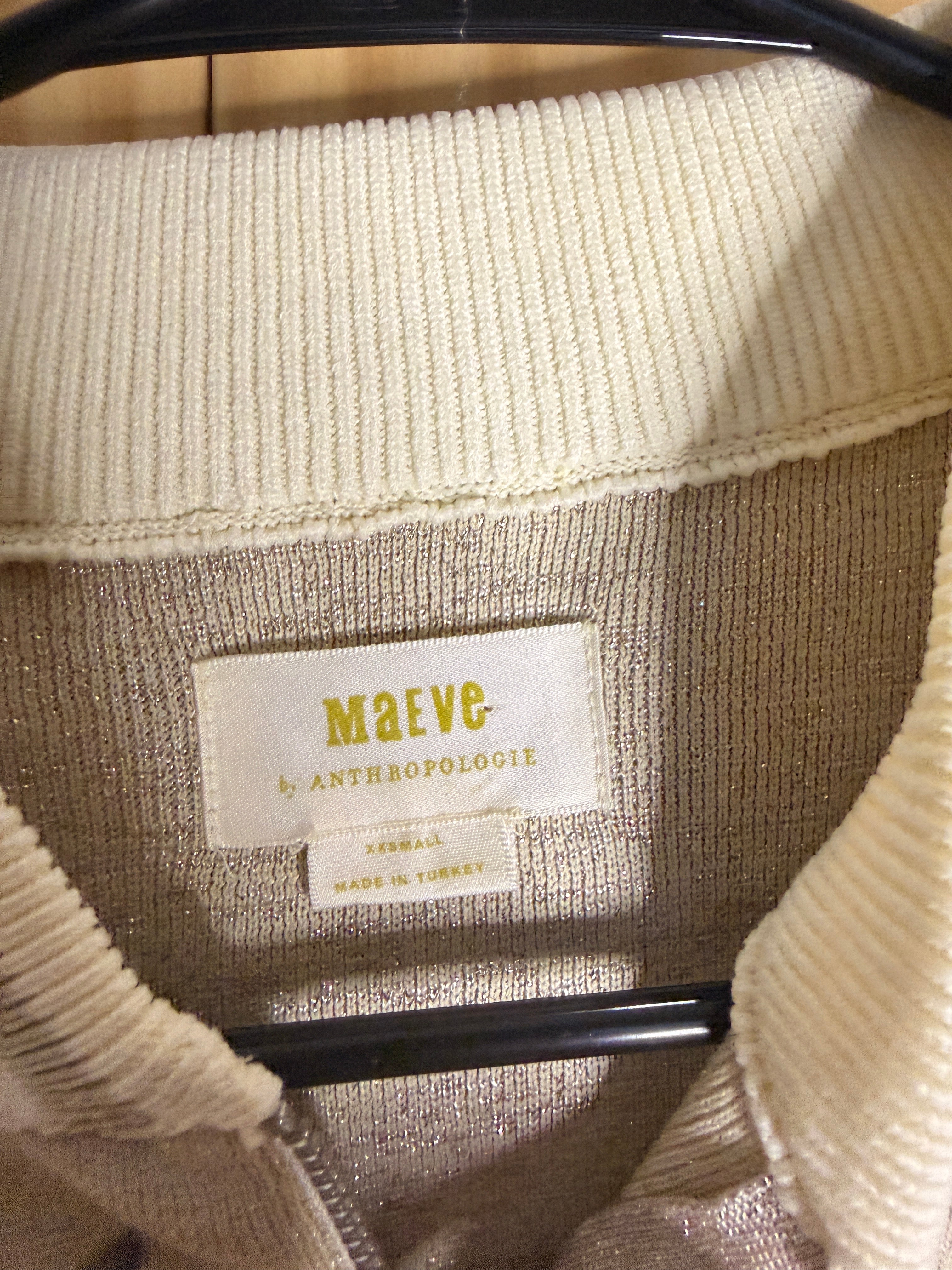 Maeve Anthropologie Floral Bomber Jacket Women's XS Metallic Knit Zip Jacket