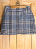 Women's Plaid Mini Skirt Gray Blue Brown Checkered Size Large