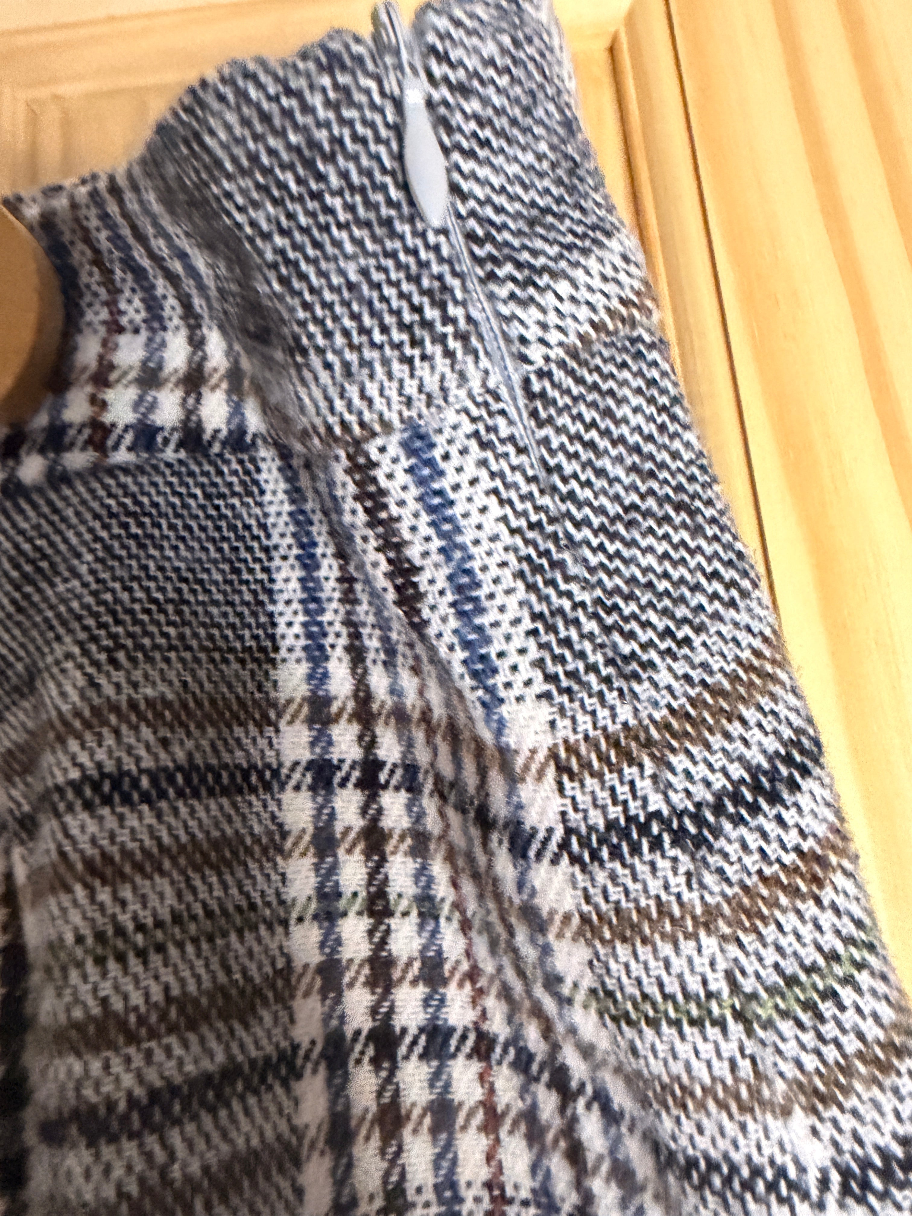 Women's Plaid Mini Skirt Gray Blue Brown Checkered Size Large