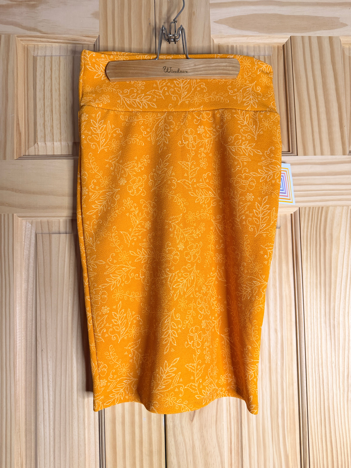 LuLaRoe Cassie Pencil Skirt Orange Floral Jacquard XS New With Tags