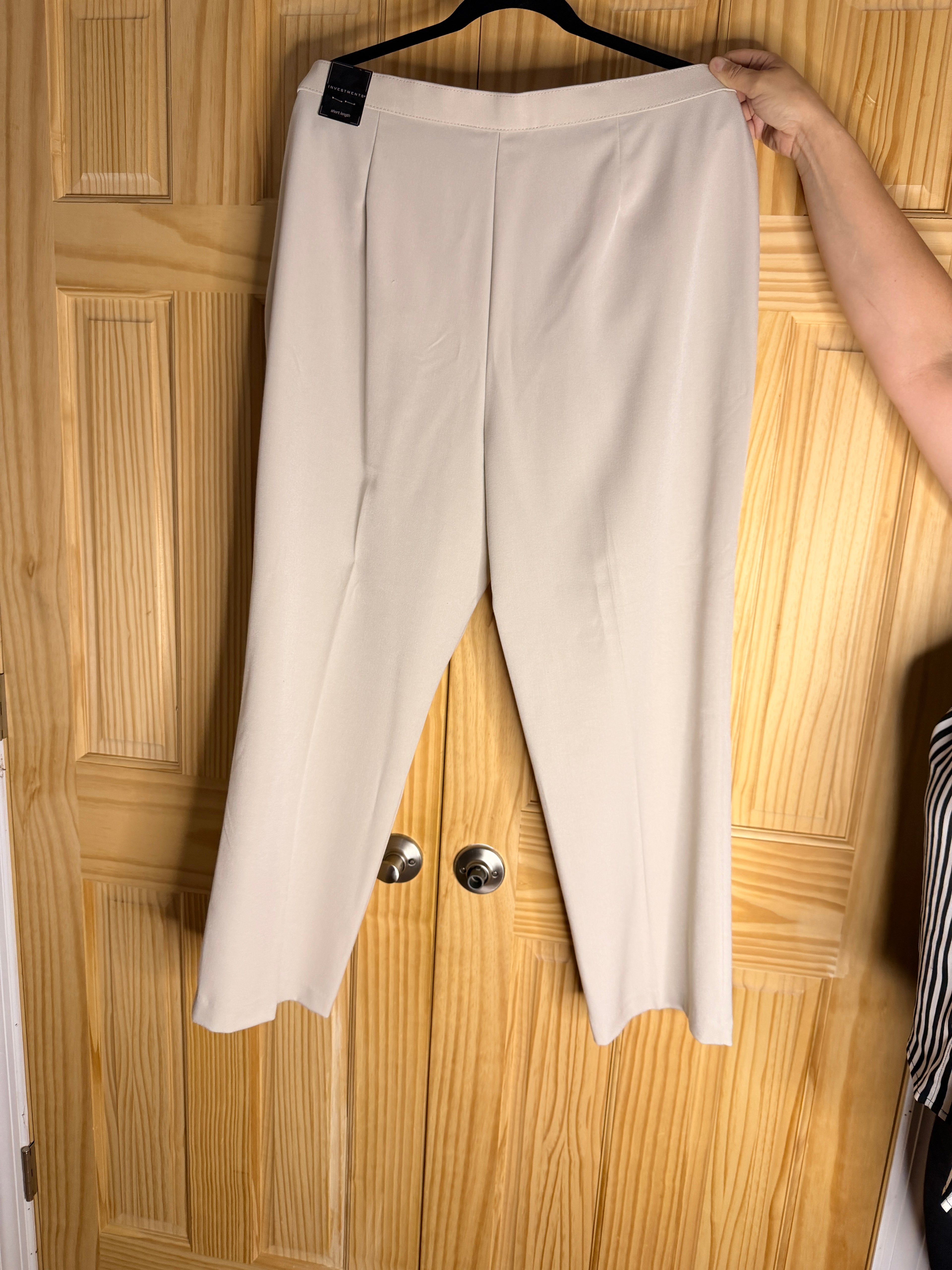 Investments Petite Women's Ivory Career Dress Pants Size 18S Straight Leg