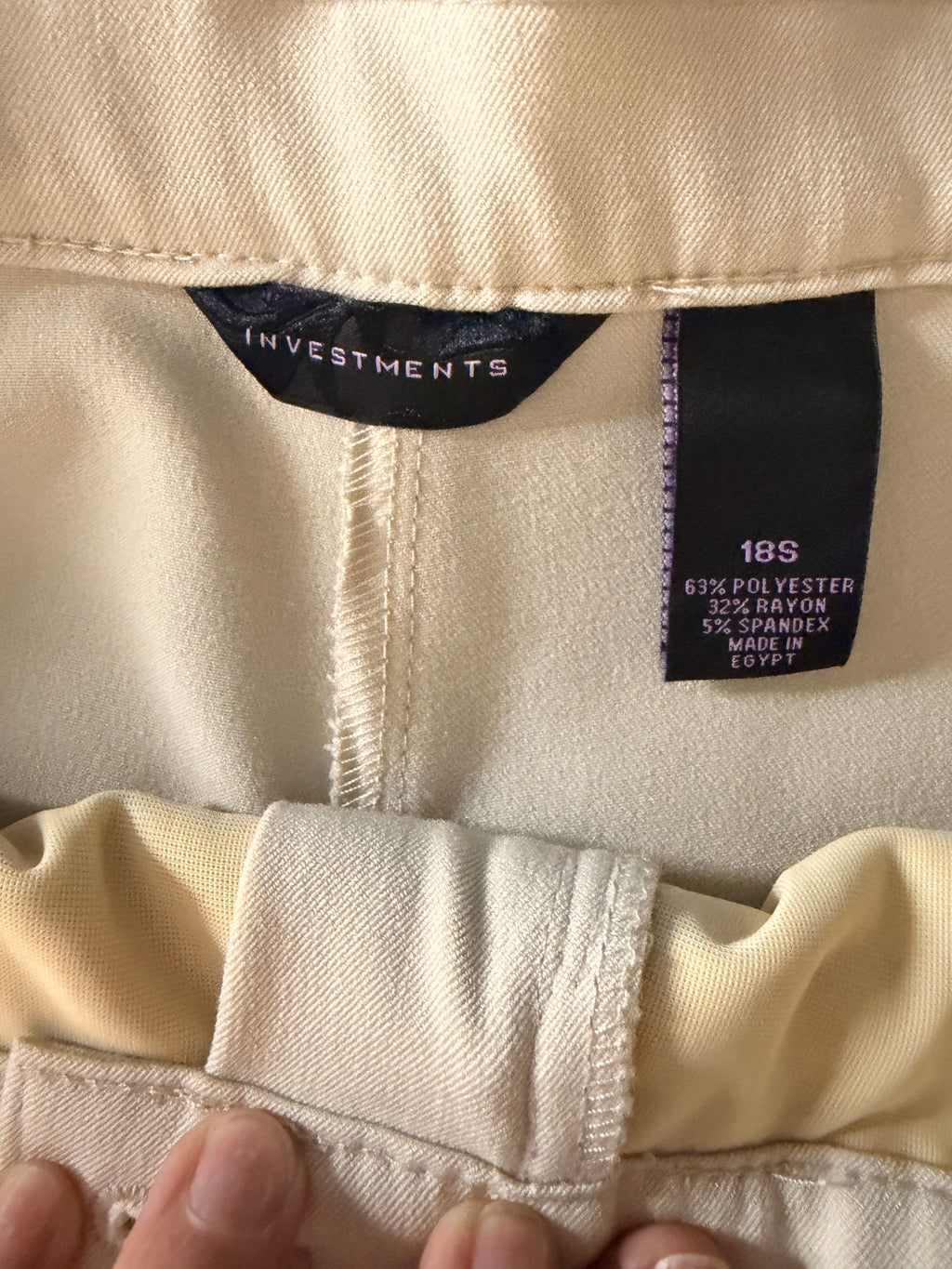 Investments Petite Women's Ivory Career Dress Pants Size 18S Straight Leg
