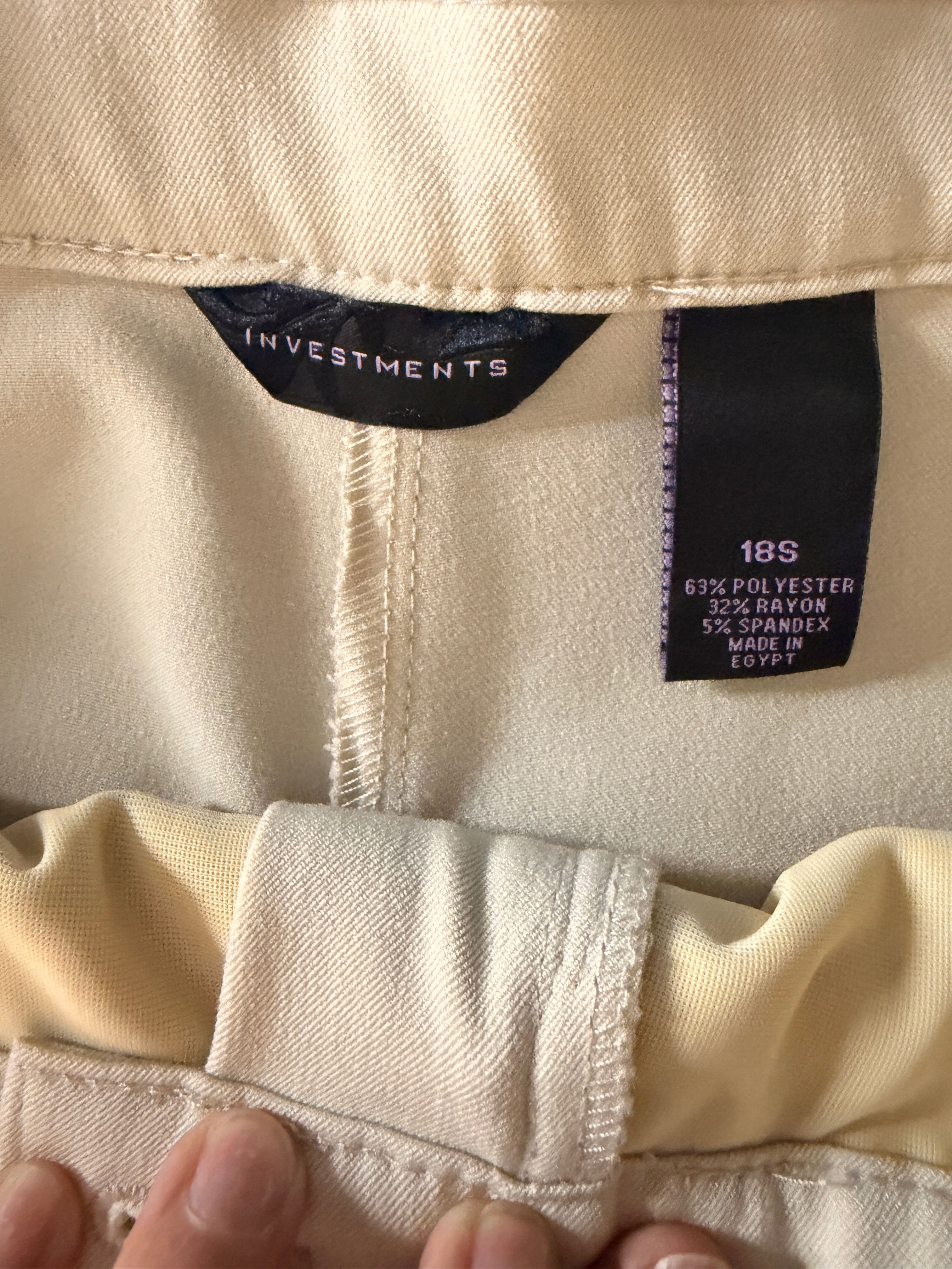 Investments Petite Women's Ivory Career Dress Pants Size 18S Straight Leg