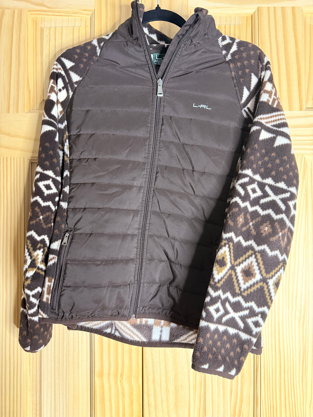 LRL Lauren Active Ralph Lauren Brown Fleece Quilted Jacket Women's Large