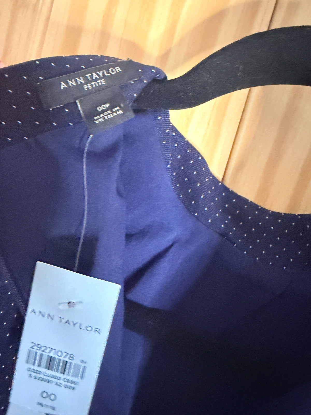 Ann Taylor Petite Navy Polka Dot Sheath Dress Sleeveless Size 00P New With Tags
