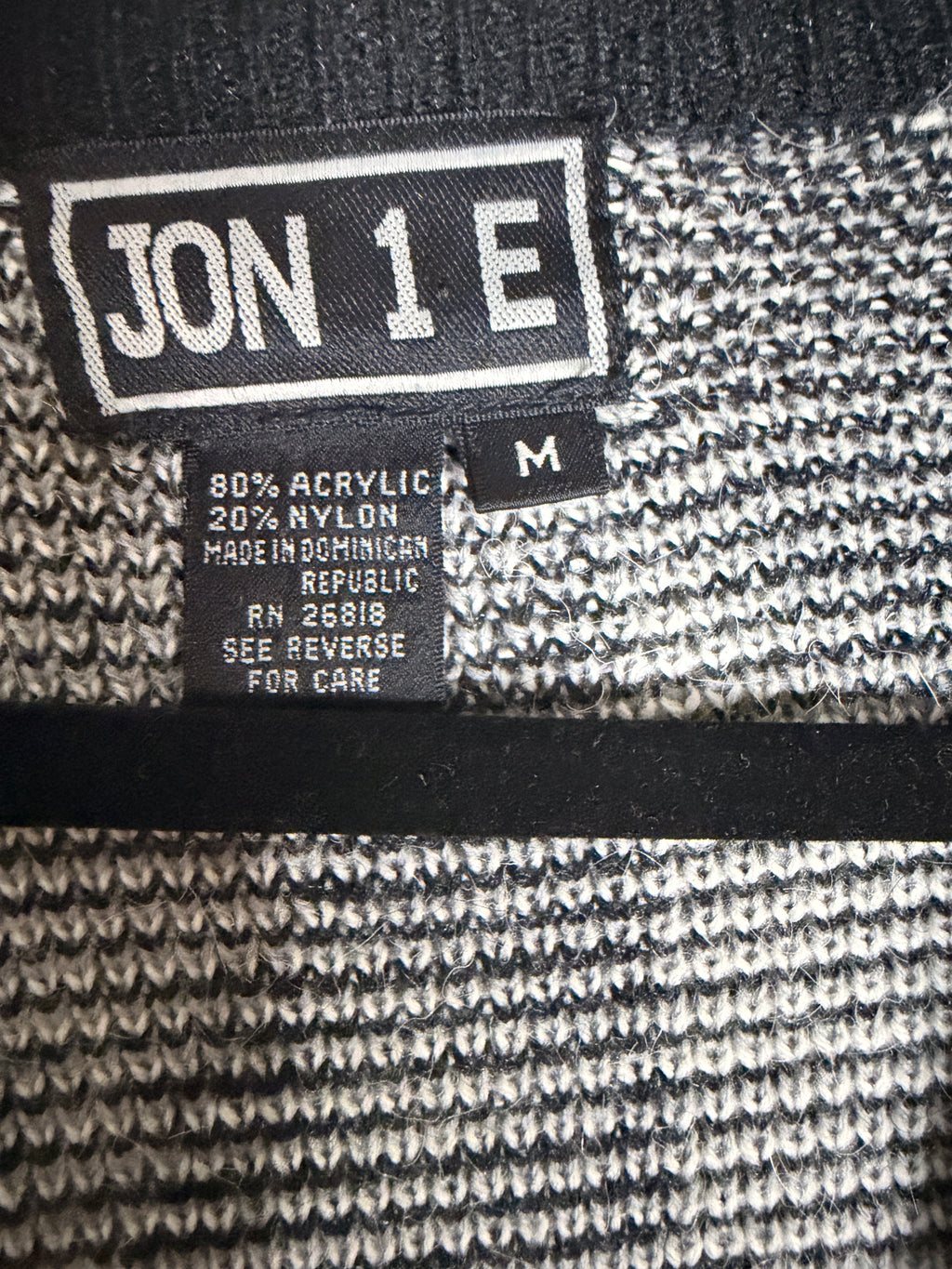 Jon 1E Black Gray Harlequin Diamond Knit Cardigan Sweater Women's Medium