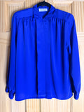 Vintage Impressions of California Royal Blue Hidden Button Blouse
