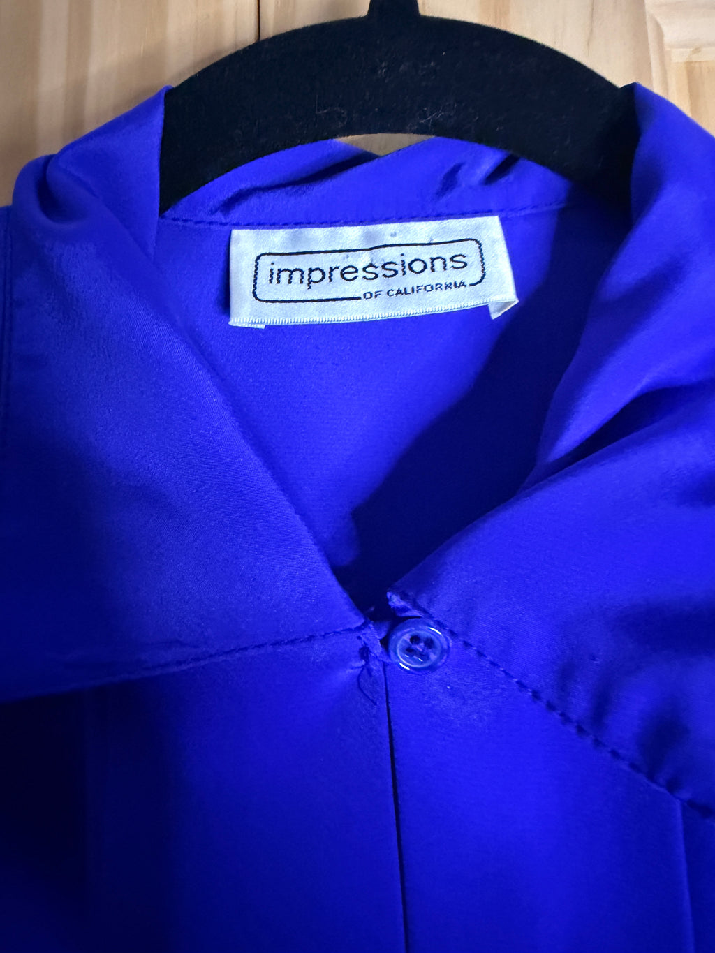Vintage Impressions of California Royal Blue Hidden Button Blouse