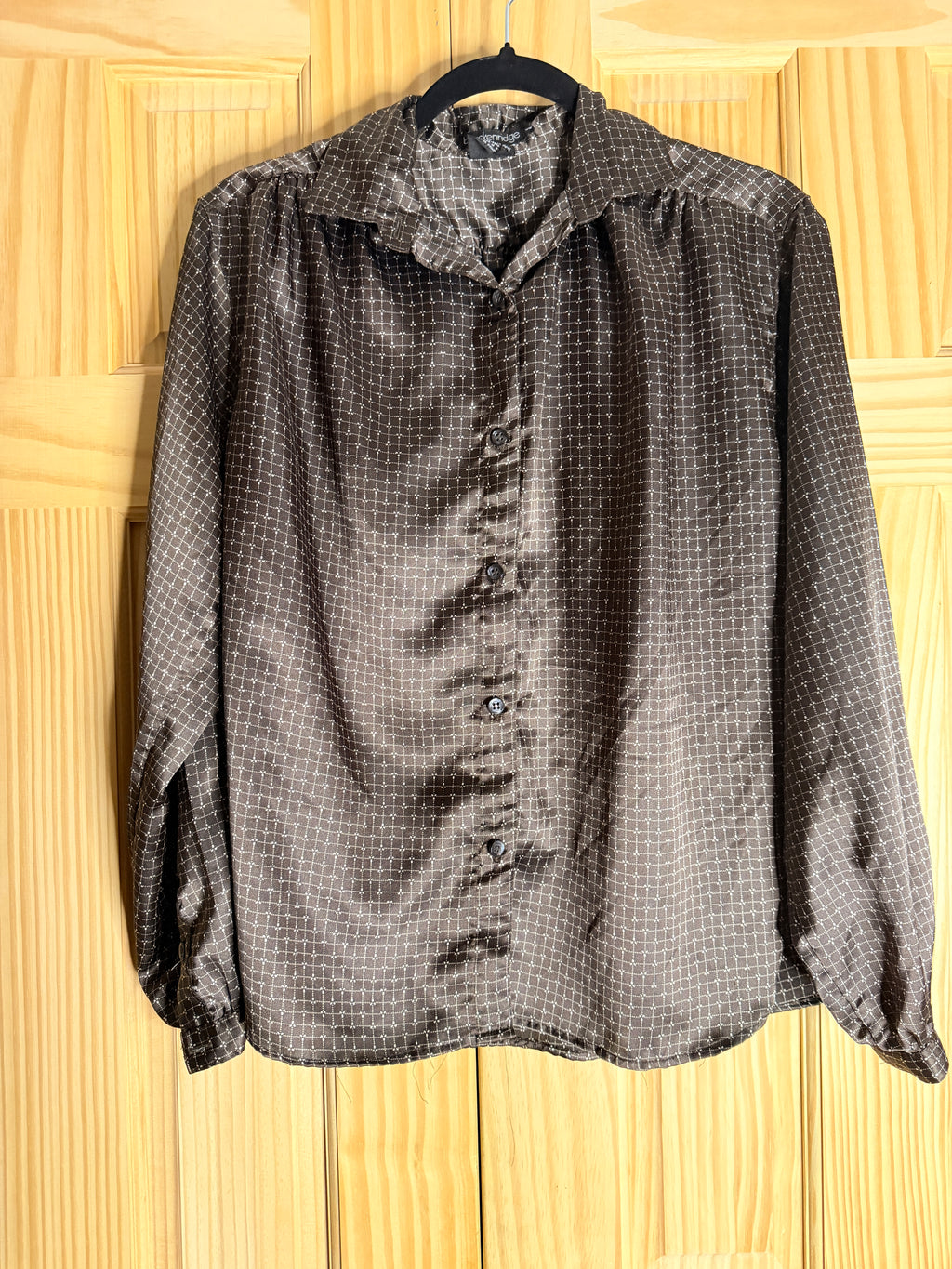 Vintage Breckenridge Brown Geometric Print Blouse