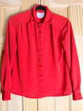 Vintage Country Sophisticates by Pendleton Hidden Button Red Blouse Petite
