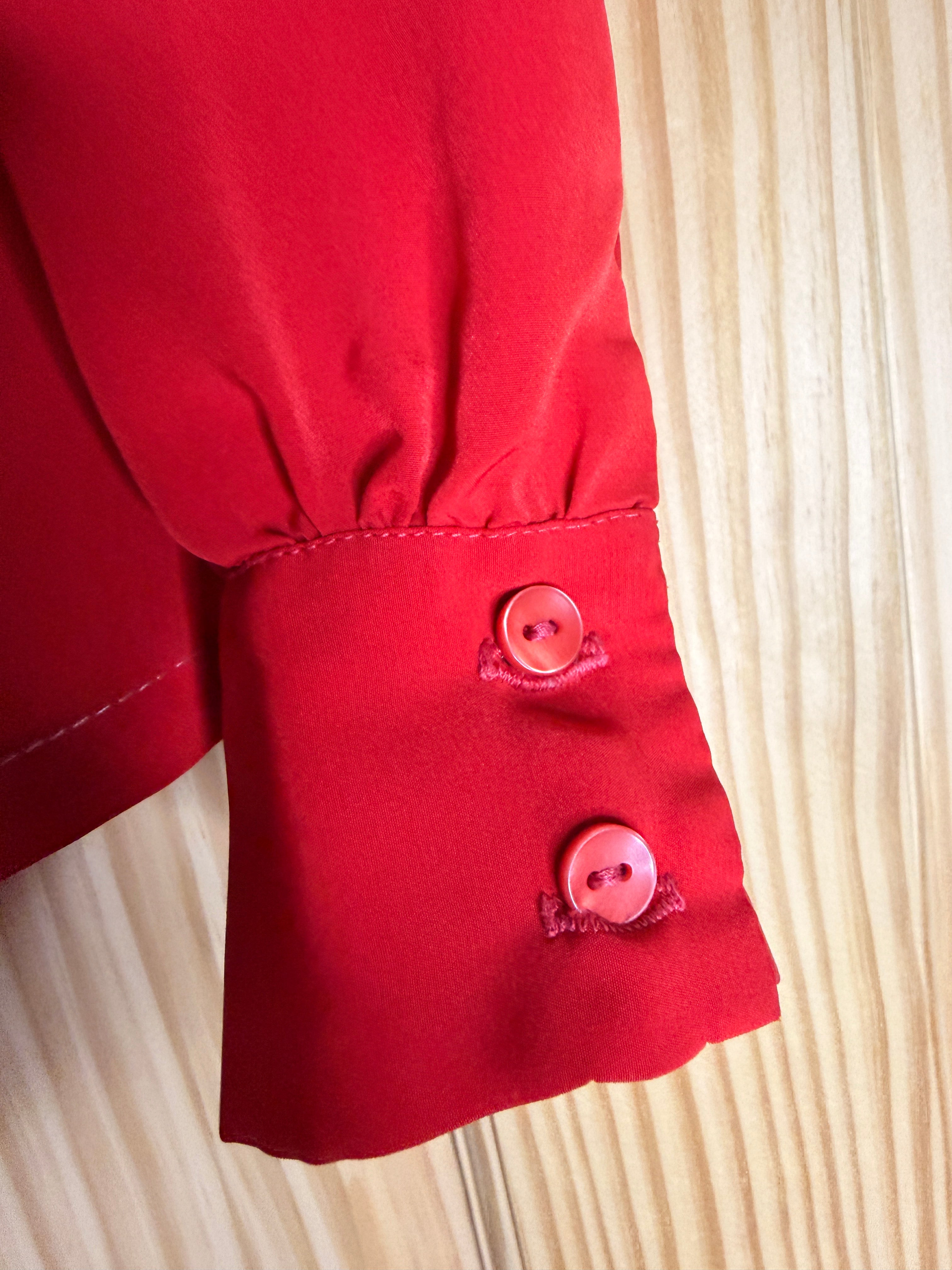 Vintage Country Sophisticates by Pendleton Hidden Button Red Blouse Petite