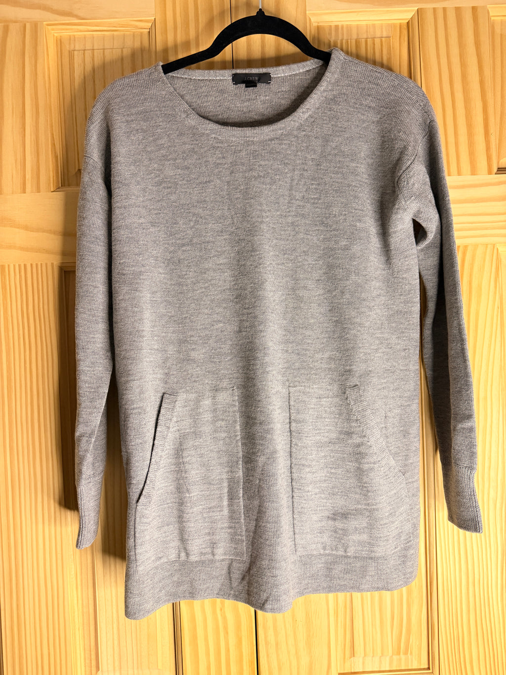 J.Crew 100% Merino Wool Gray Tunic Sweater with Patch Pockets XS