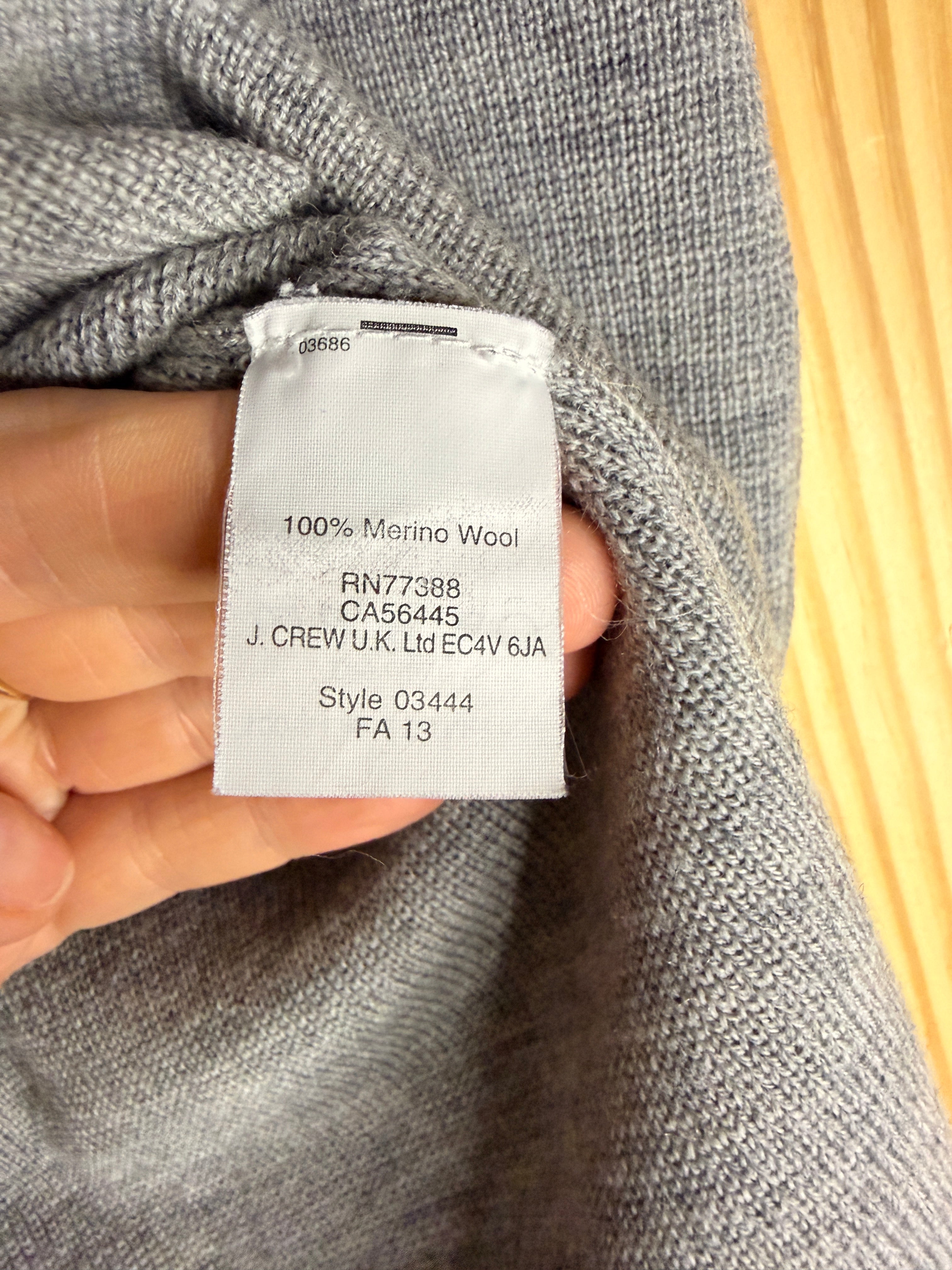 J.Crew 100% Merino Wool Gray Tunic Sweater with Patch Pockets XS