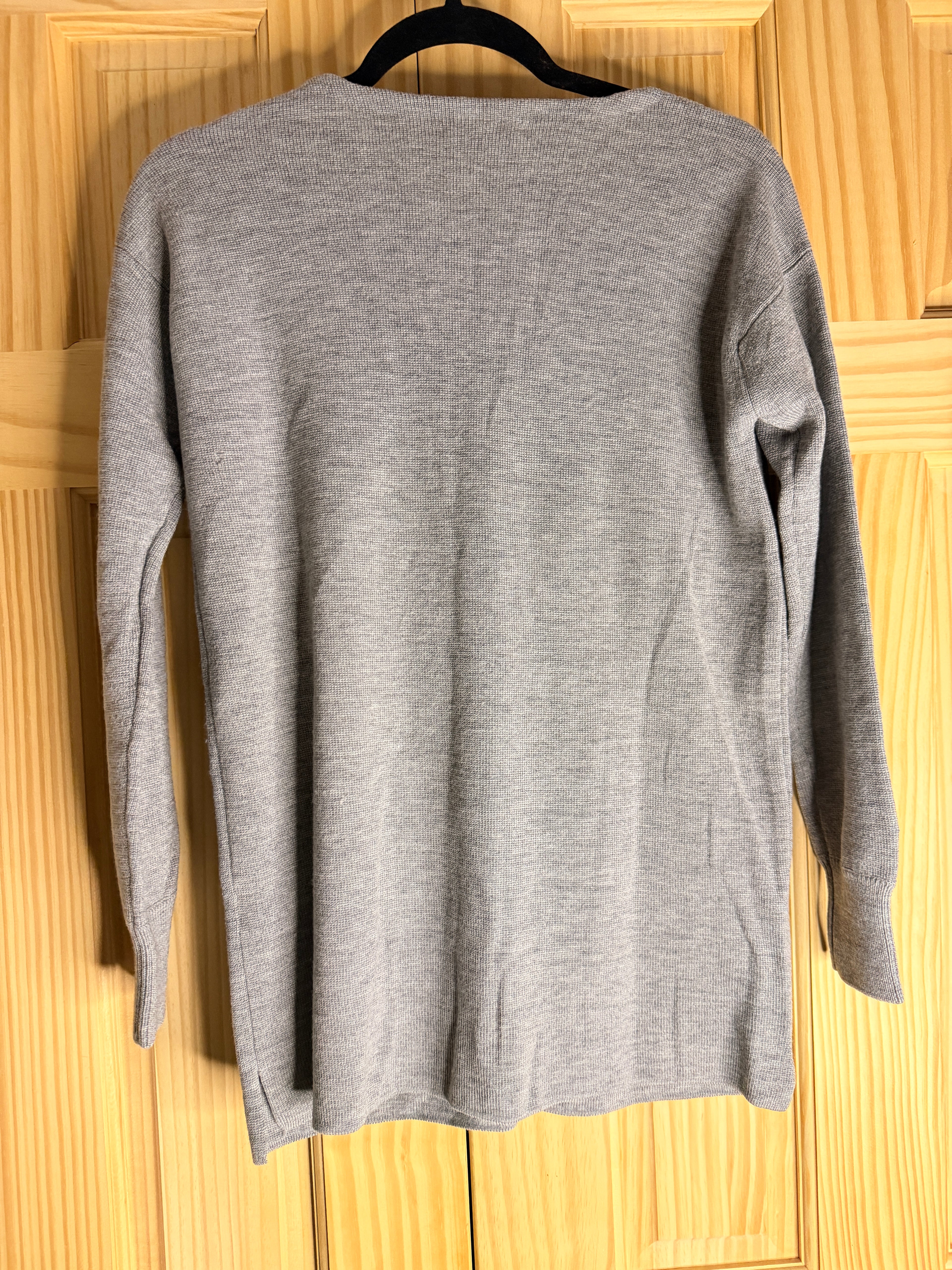 J.Crew 100% Merino Wool Gray Tunic Sweater with Patch Pockets XS