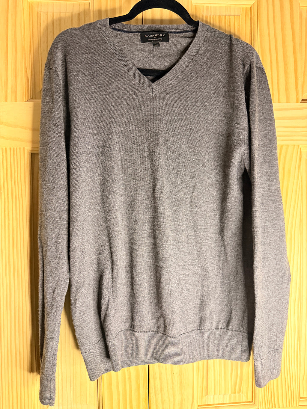 Banana Republic 100% Merino Wool Crewneck Sweater Gray Men's Large Lightweight Knit