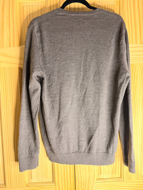 Banana Republic 100% Merino Wool Crewneck Sweater Gray Men's Large Lightweight Knit