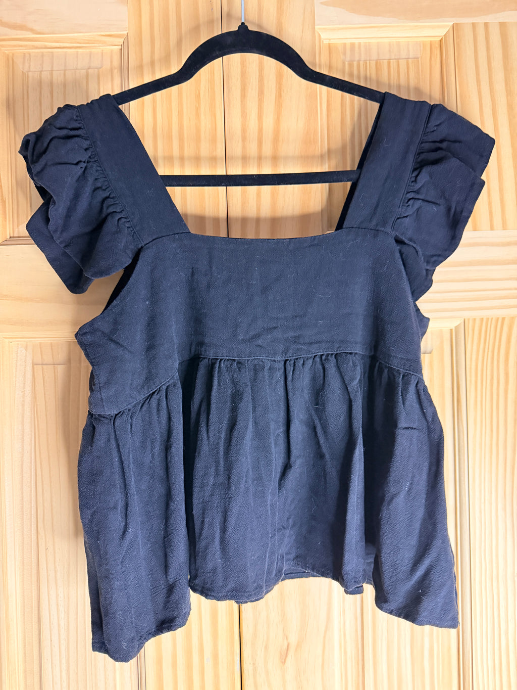 Miou Muse Black Puff Sleeve Babydoll Blouse - Women's Medium