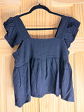 Miou Muse Black Puff Sleeve Babydoll Blouse - Women's Medium