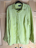 Jones New York 100% Linen Button Front Shirt Lime Green Women's 2X Plus Size