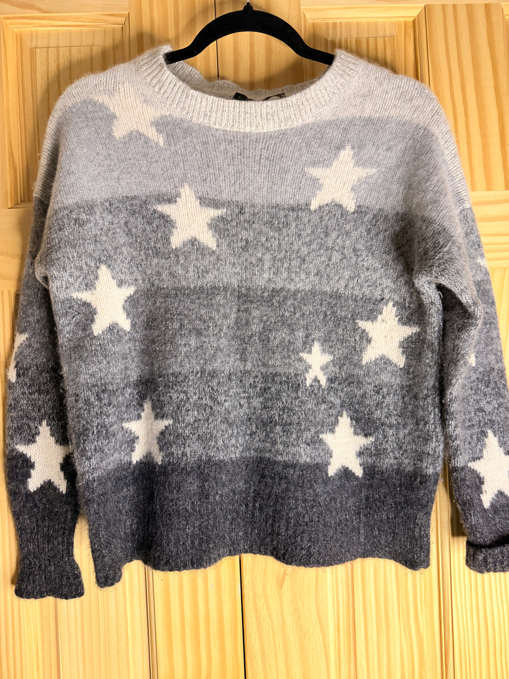 360Cashmere Gray White Star Sweater Women's Medium Ombre Cashmere Knit