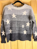 360Cashmere Gray White Star Sweater Women's Medium Ombre Cashmere Knit