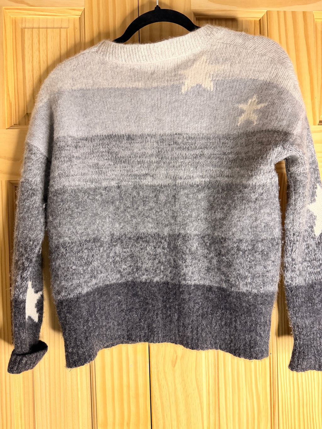 360Cashmere Gray White Star Sweater Women's Medium Ombre Cashmere Knit