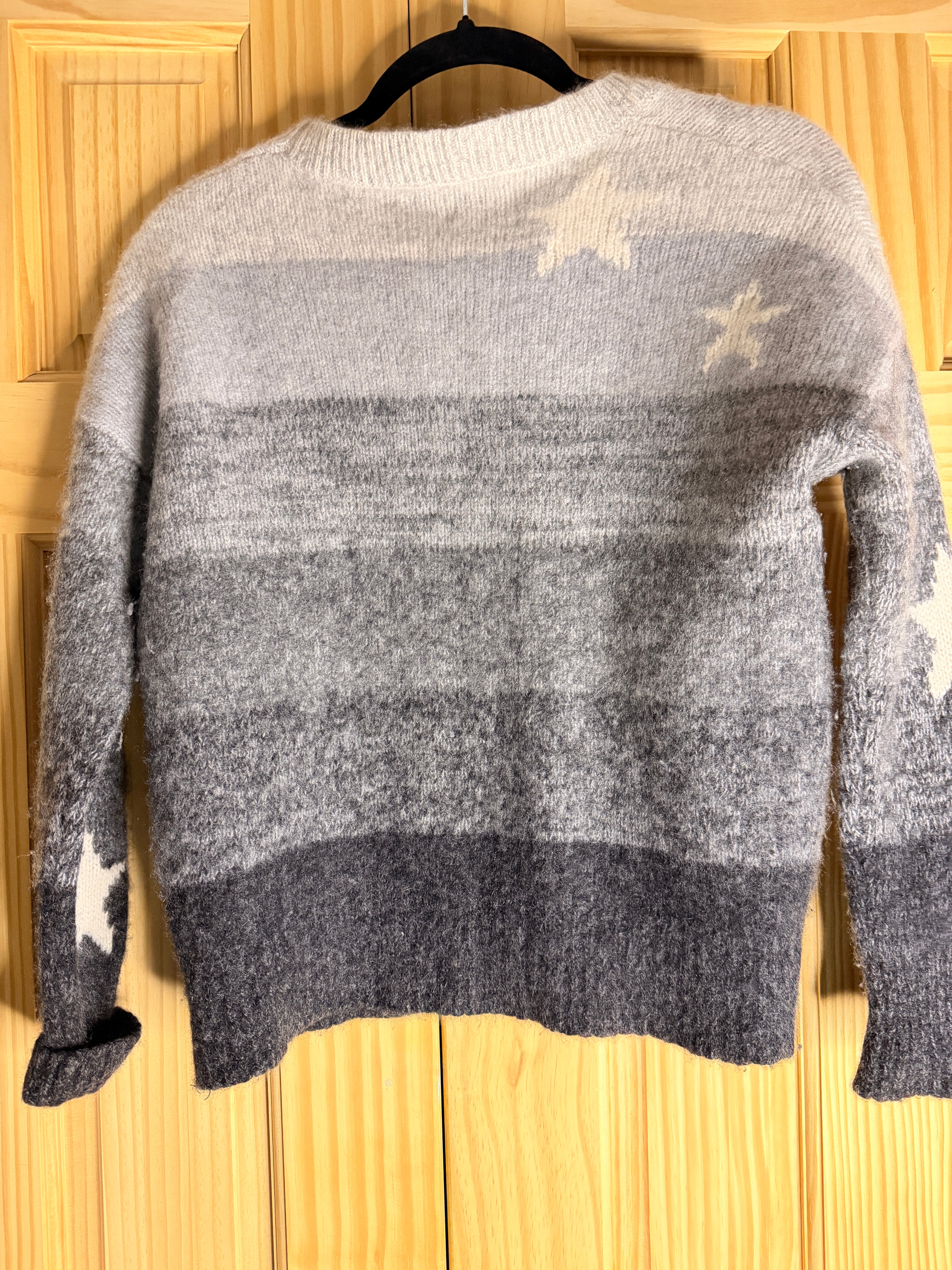360Cashmere Gray White Star Sweater Women's Medium Ombre Cashmere Knit