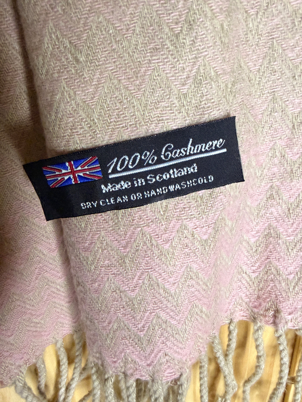 Made in Scotland 100% Cashmere Pastel Chevron Fringe Scarf