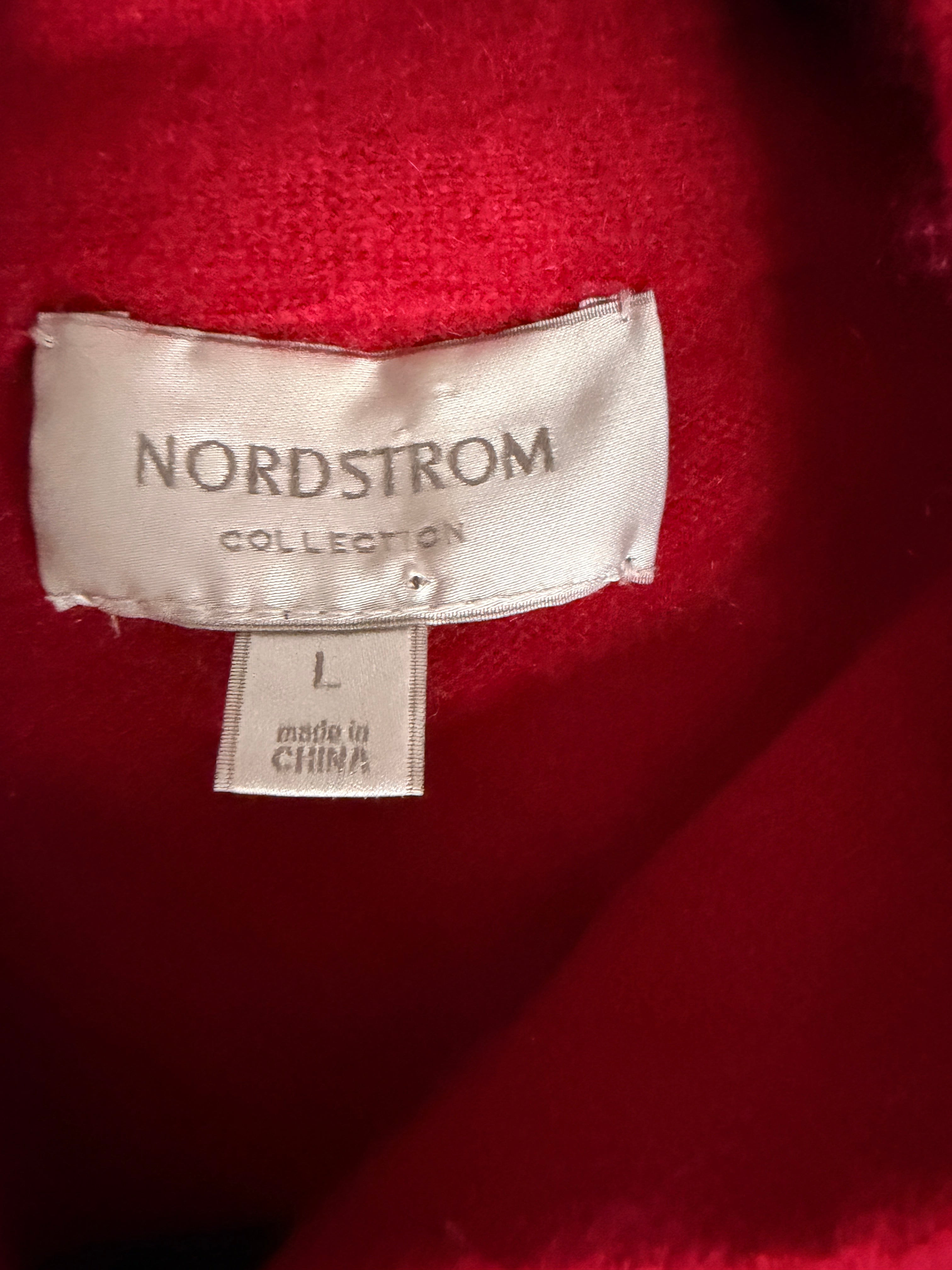 Nordstrom Collection 100% Cashmere Red Shawl Collar Sweater Large