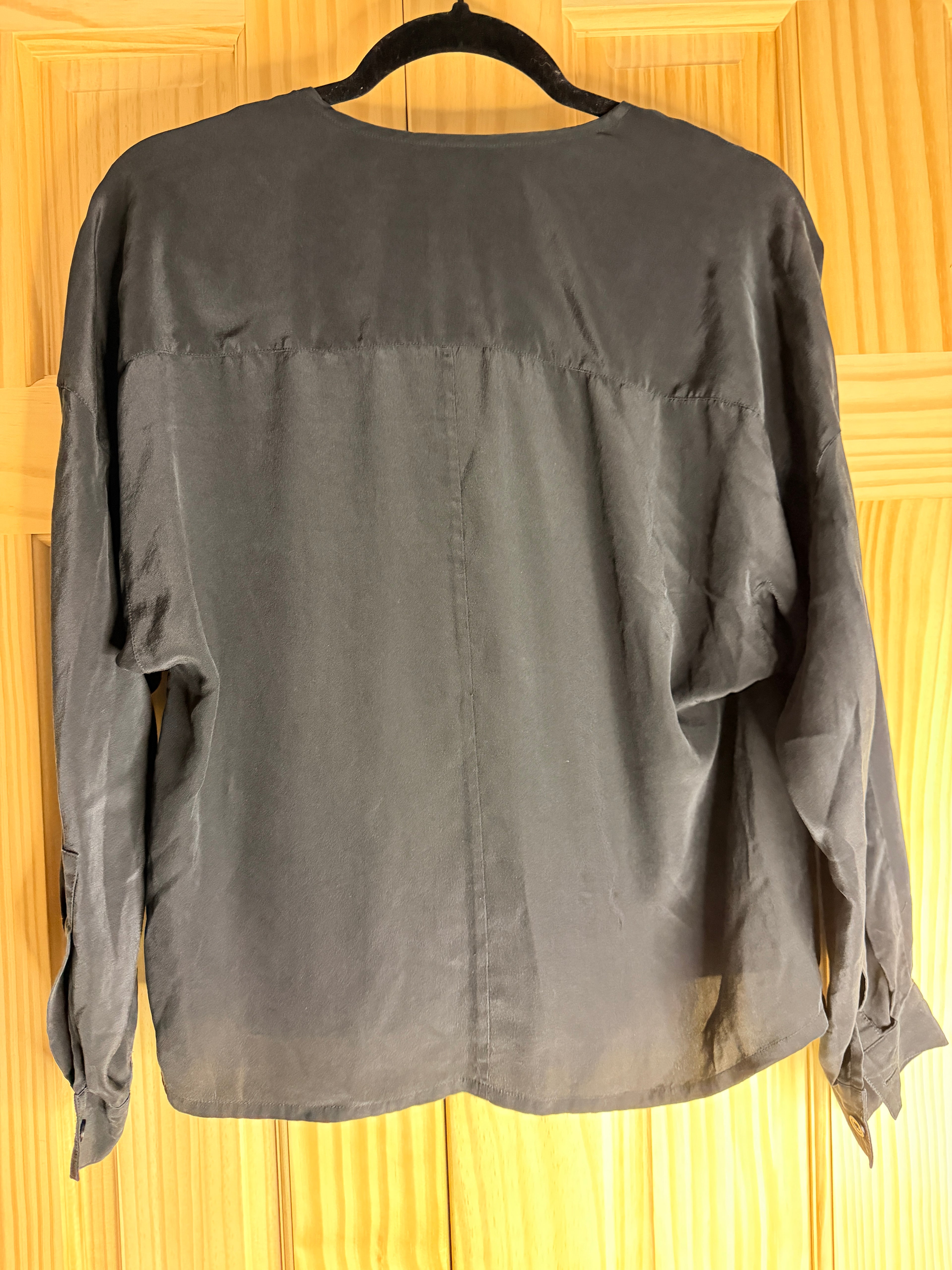 Ellen Tracy Linda Allard Black 100% Silk Blouse Petite 8