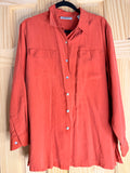 Amanda Smith 100% Silk Coral Button Front Blouse Large