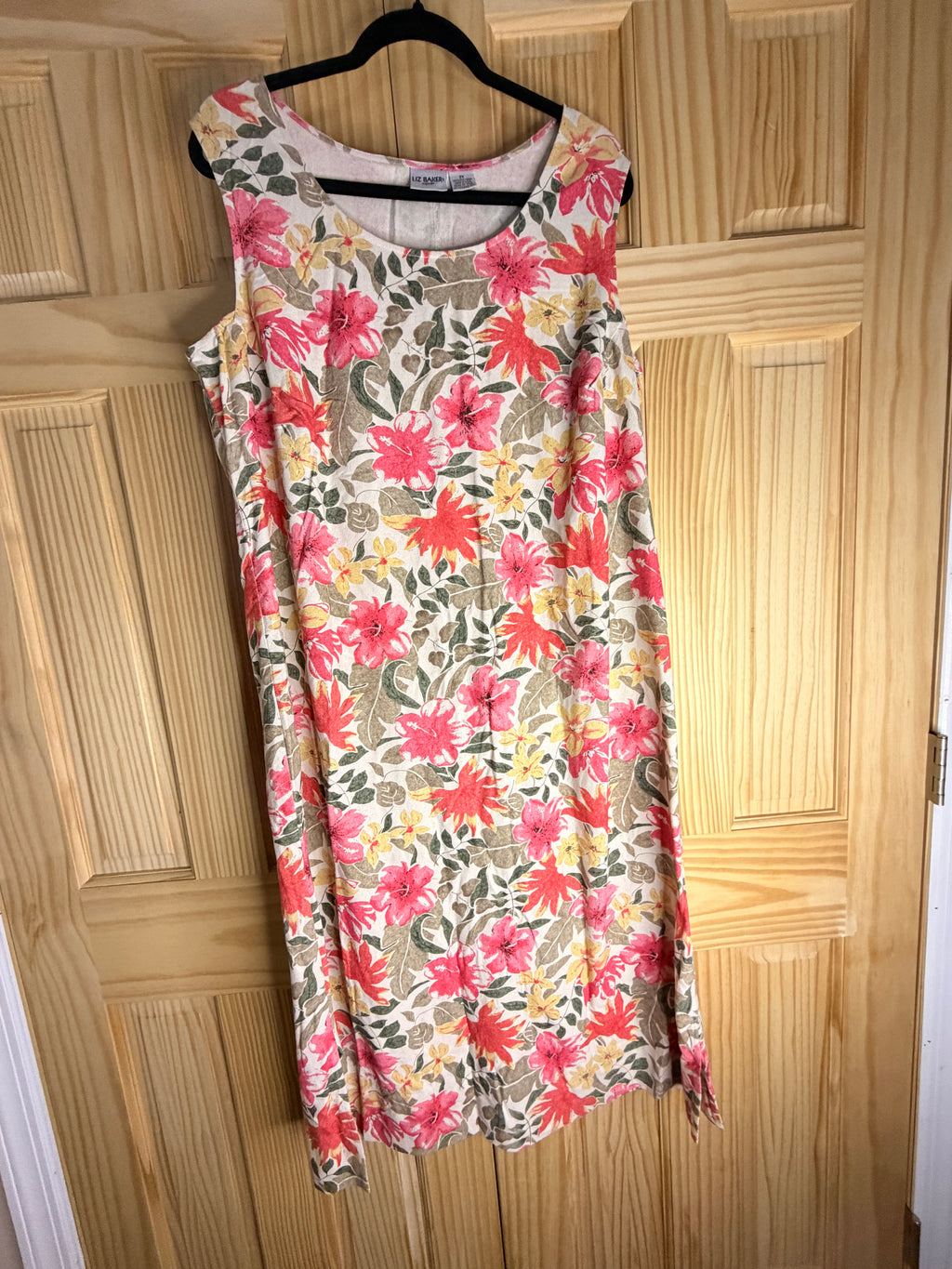 Liz Baker Woman 100% Silk Floral Sleeveless Dress 2X