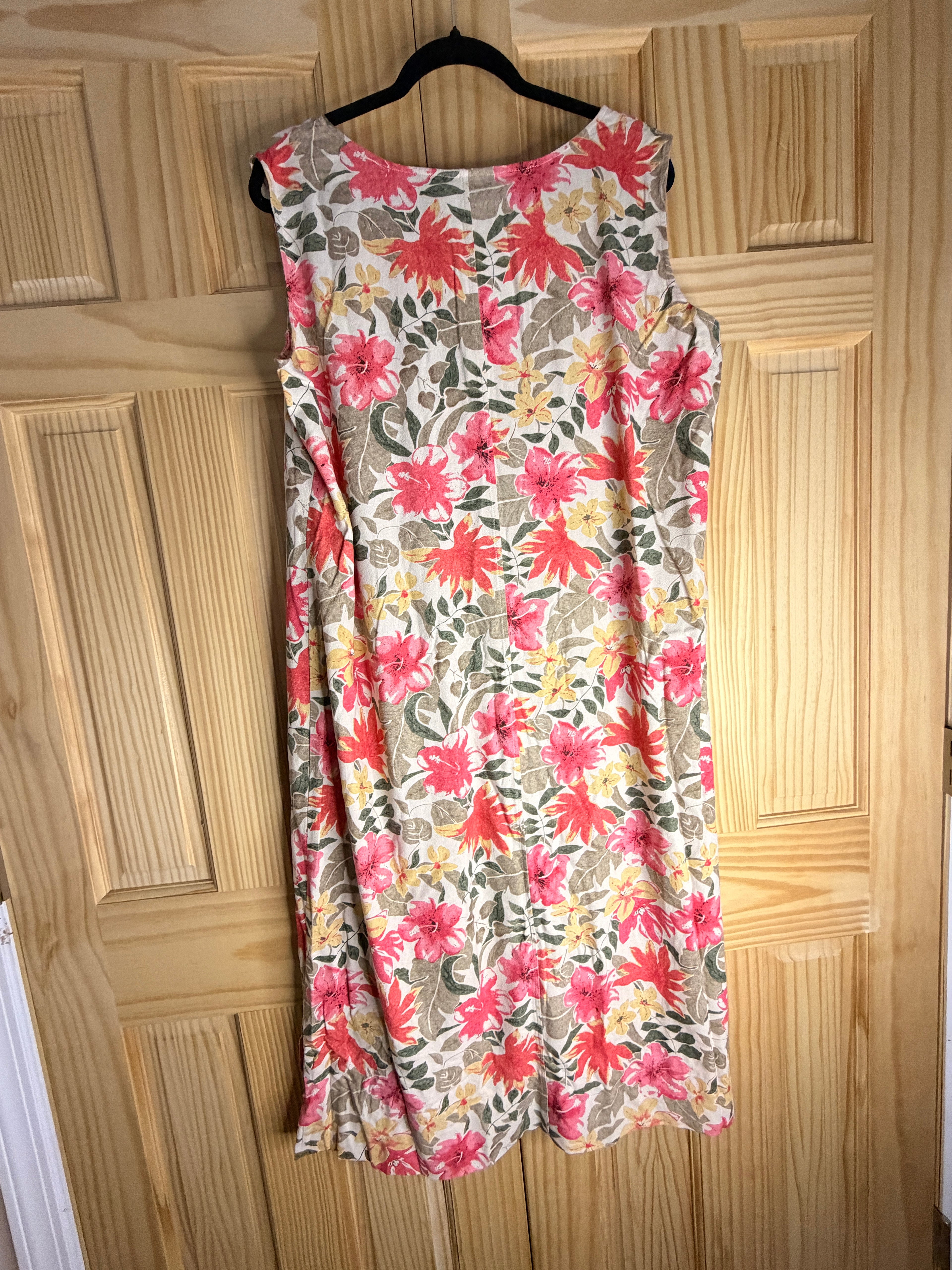 Liz Baker Woman 100% Silk Floral Sleeveless Dress 2X