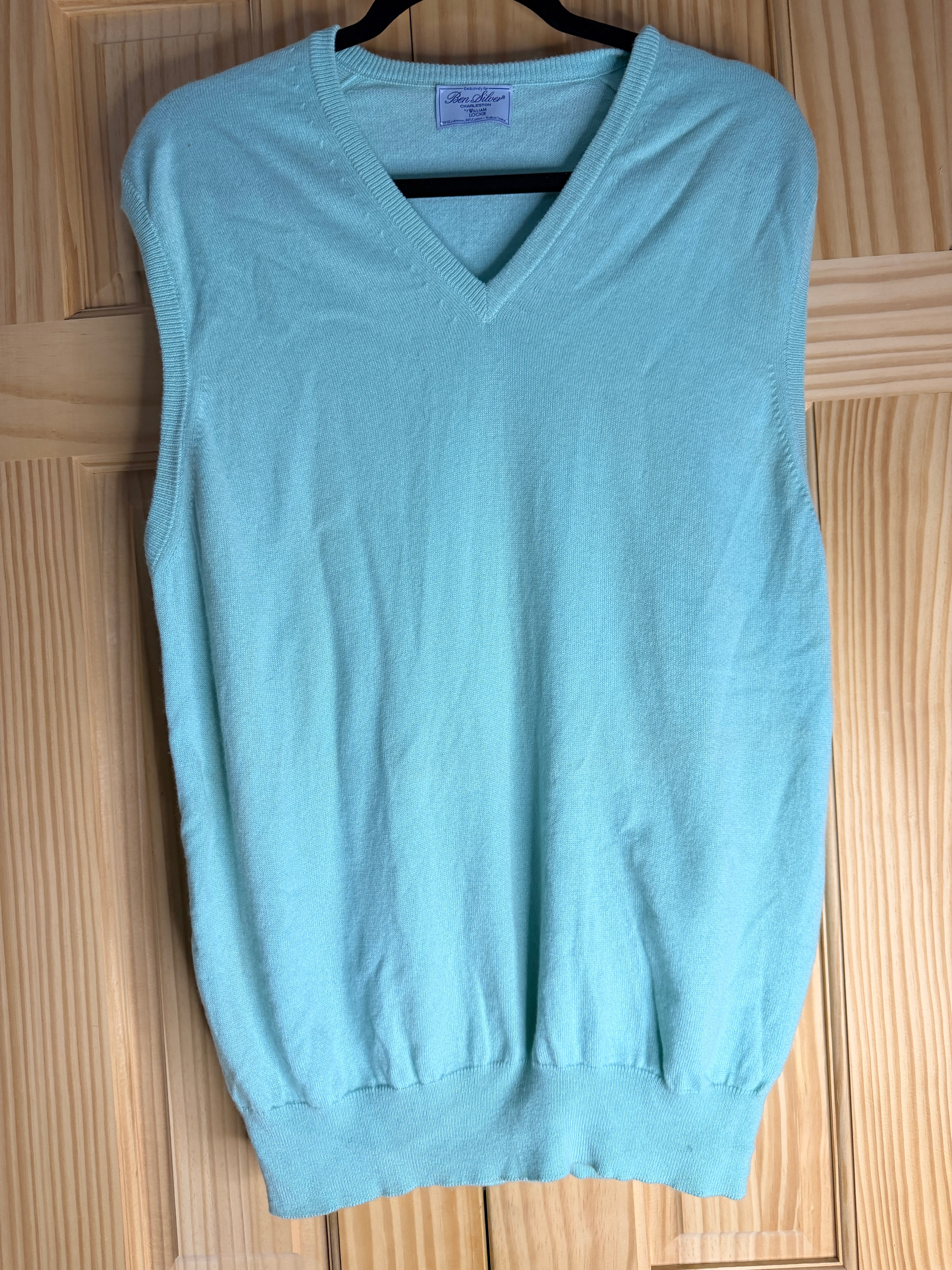 Ben Silver Charleston by William Lockie Cashmere Cotton Sweater Vest Mint Green