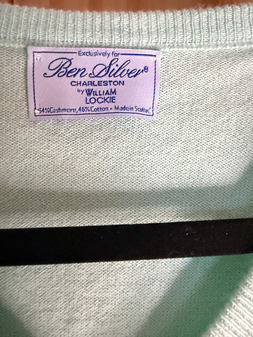 Ben Silver Charleston by William Lockie Cashmere Cotton Sweater Vest Mint Green