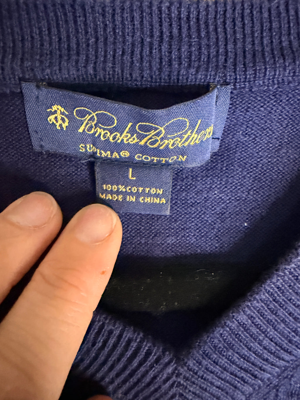 Brooks Brothers Supima Cotton Navy Sweater Vest Large